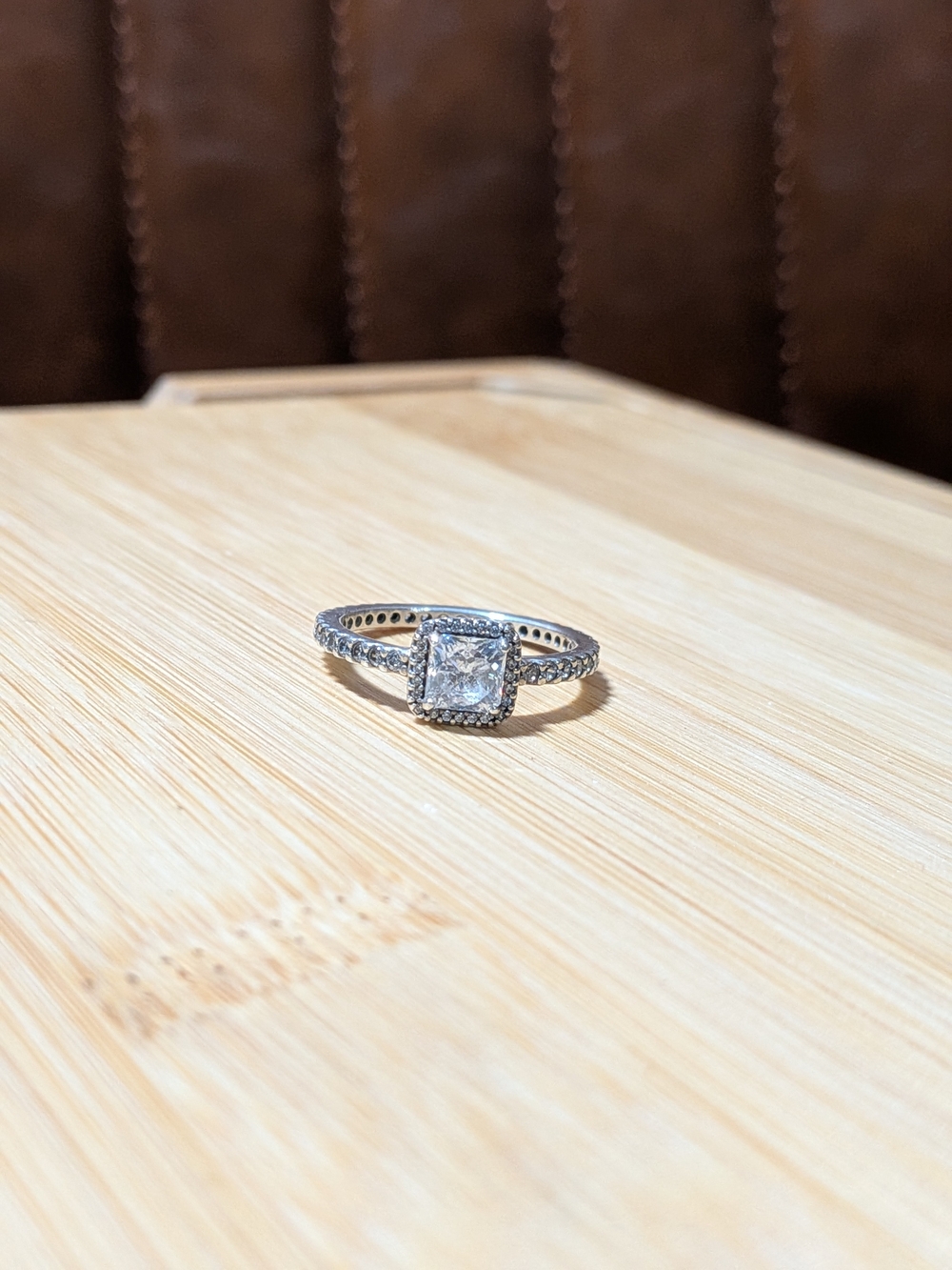 Pandora: Square Sparkle Halo Ring - Size 8